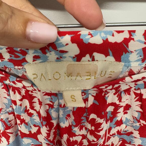 Paloma Blue Womens Red Blue Floral Tiered Mini Alexa Skirt 100% Silk Size Small - Picture 4 of 8